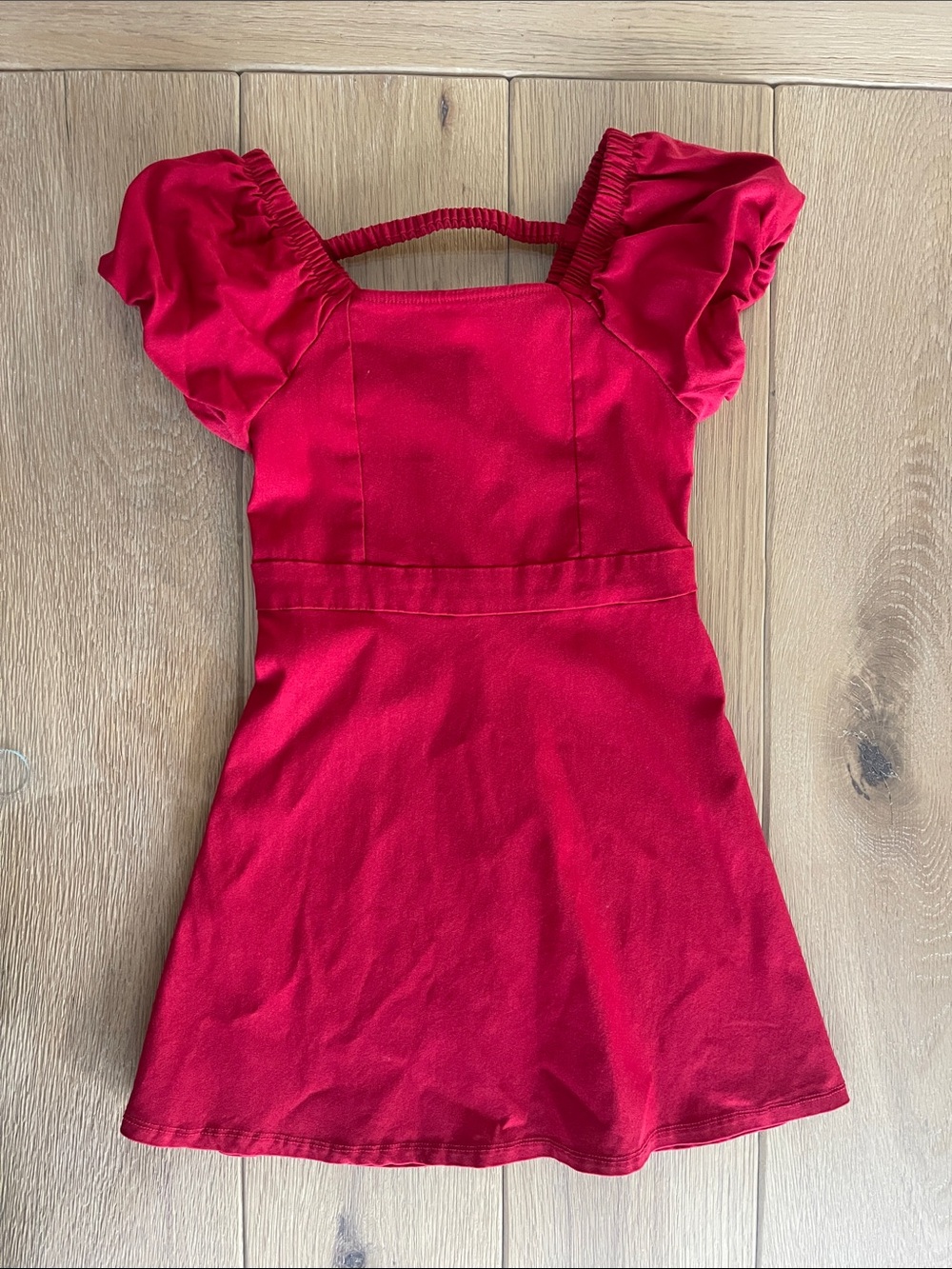 Target Little Girls Red Puff-Sleeve Square Neck Dress